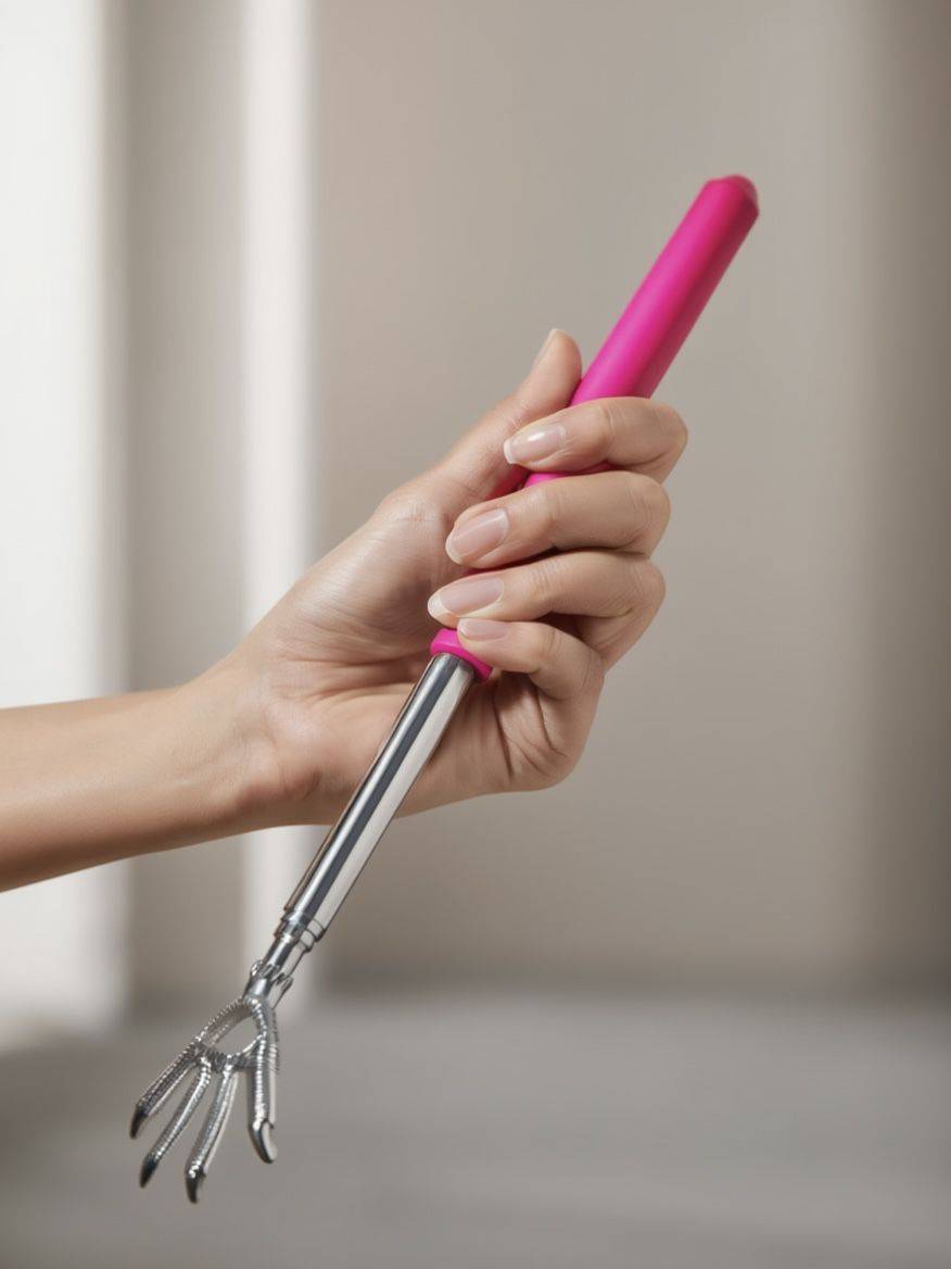 Telescoping Back Massage Stick 22–59 cm Pink, Metal Handheld Body Massager for Neck, Shoulders, Legs #5