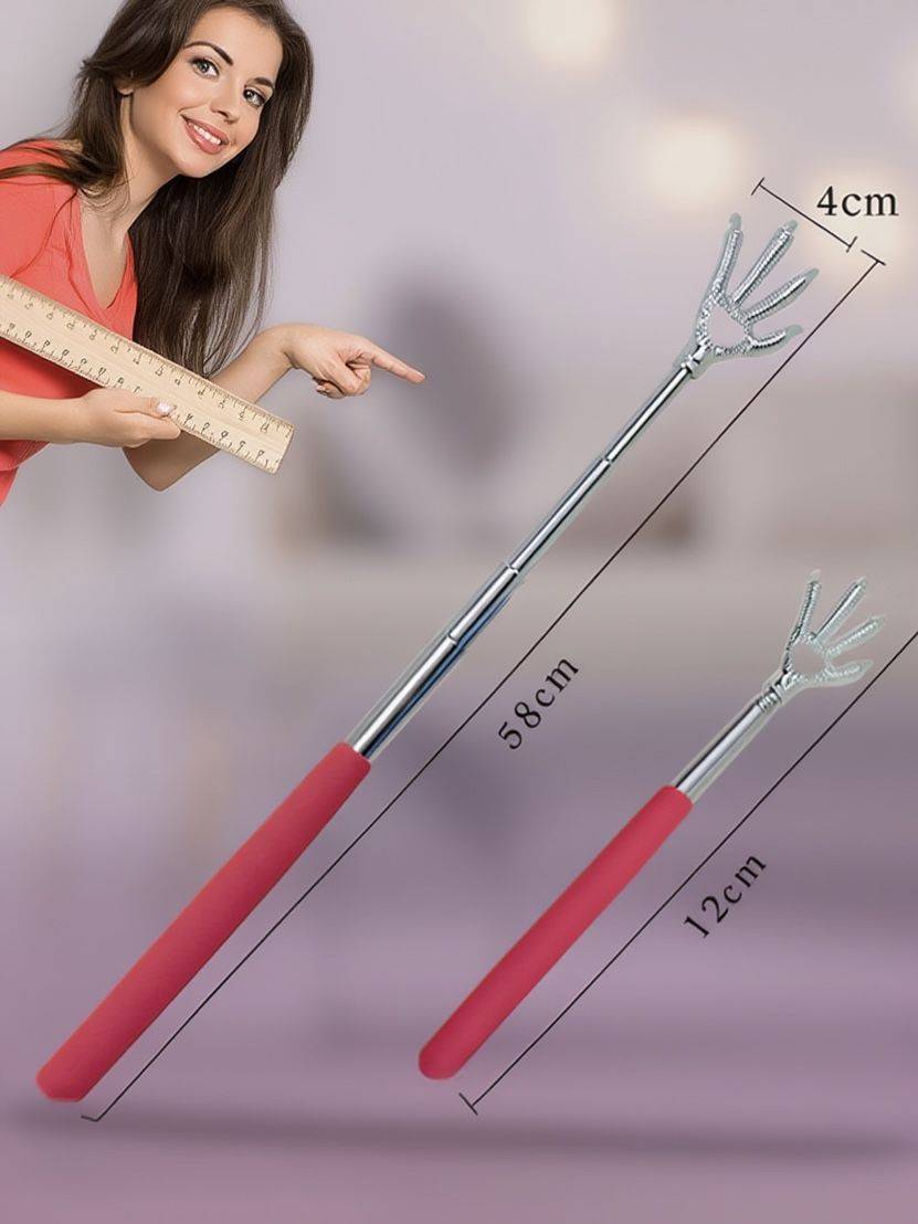 Telescoping Back Massage Stick 22–59 cm Pink, Metal Handheld Body Massager for Neck, Shoulders, Legs #2