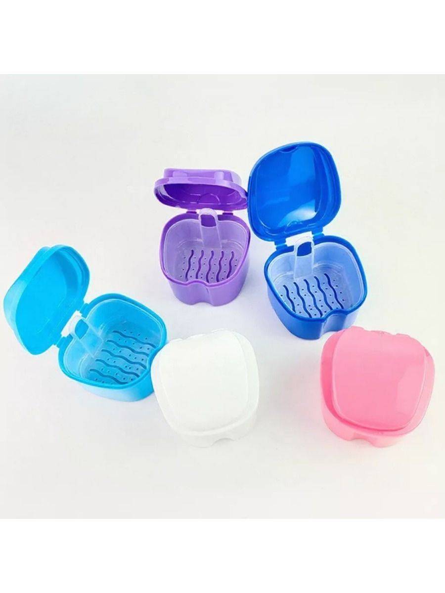 Blue Apple-Shaped Denture & Mouthguard Storage Container, Universal, 1 Count #5