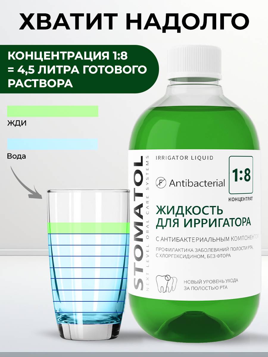 STOMATOL Antibacterial Irrigator Liquid with Chlorhexidine, 2 x 500 ml #6