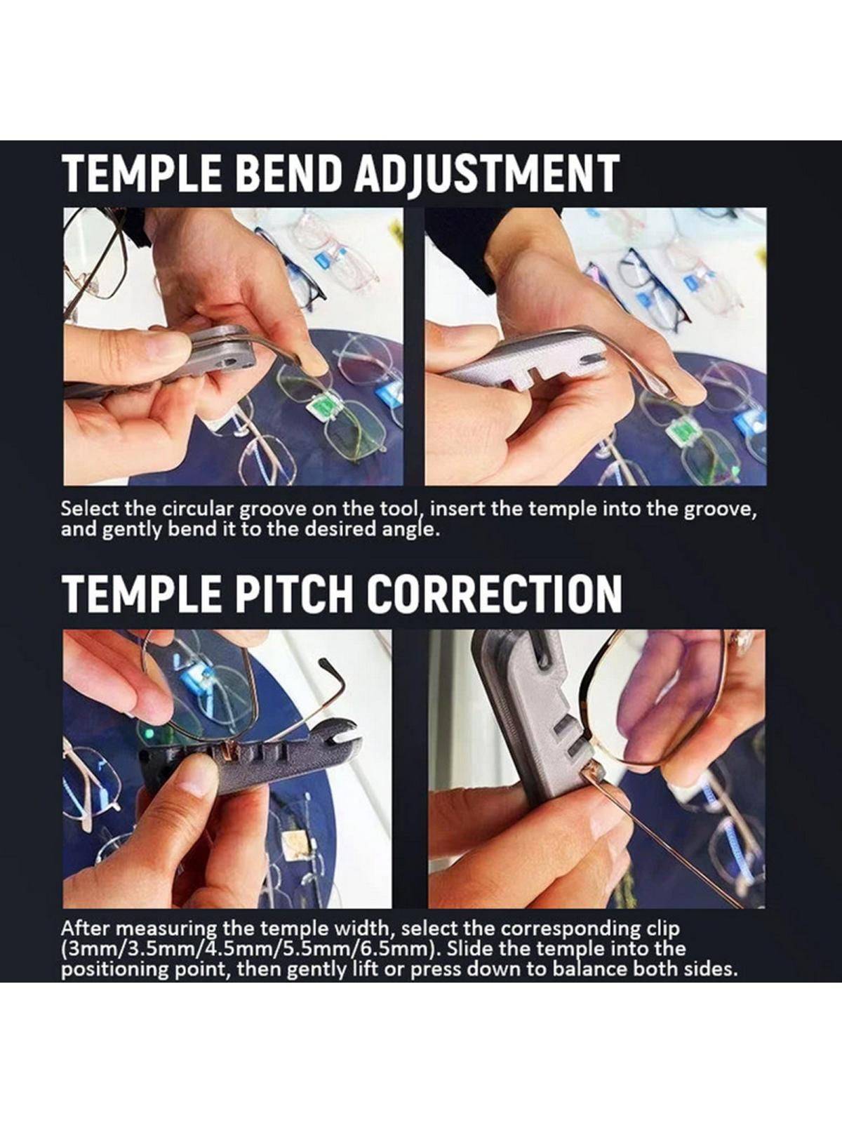 Professional Eyeglass Frame Adjustment Tool — Silver Temple Bending Tool for Metal and Plastic Frames #5