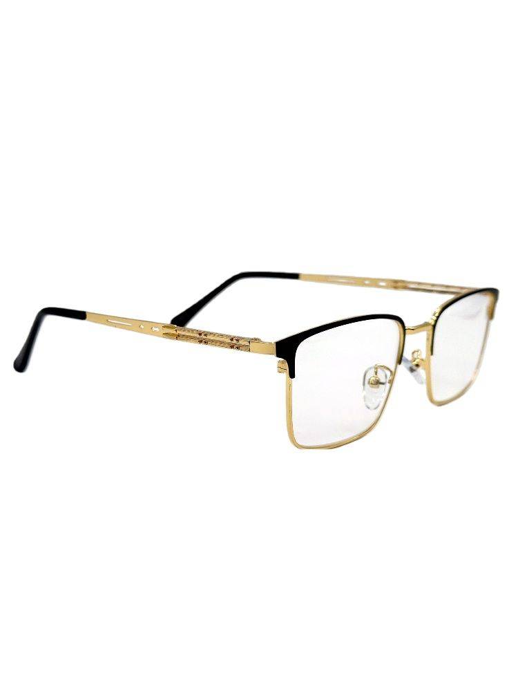 Computer Glasses with Blue Light and UV Protection, +1.0 to +4.0 Correction, Metal Frame with Gold and Black Design #7