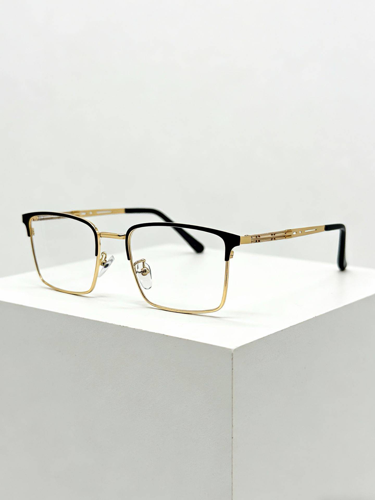 Computer Glasses with Blue Light and UV Protection, +1.0 to +4.0 Correction, Metal Frame with Gold and Black Design #2
