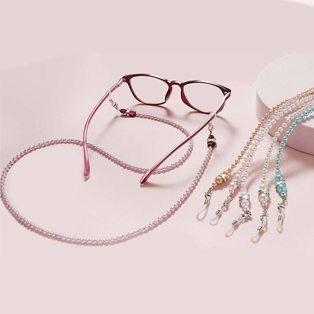 Beaded Eyeglass Chain with Adjustable Strap for Women - White #3