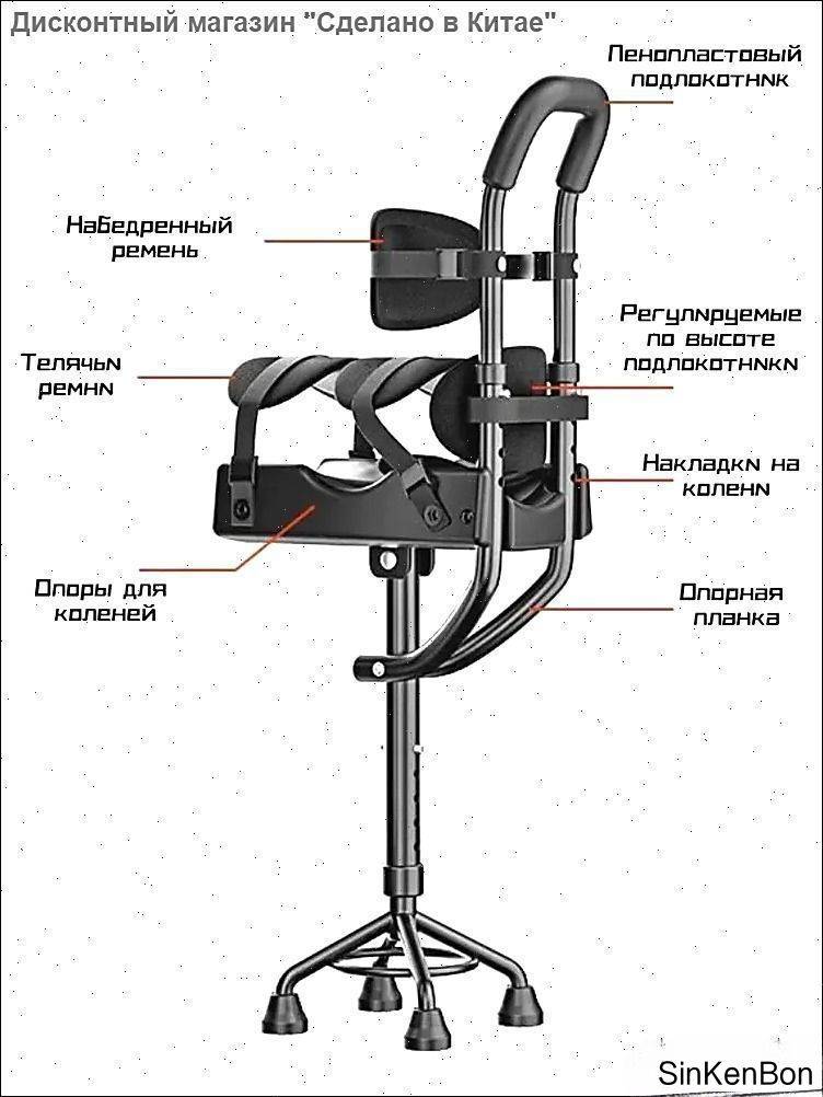 Crutch and Cane Holder with Knee Support, Large Non‑Slip Legs, Universal Fit for Left or Right Leg #5
