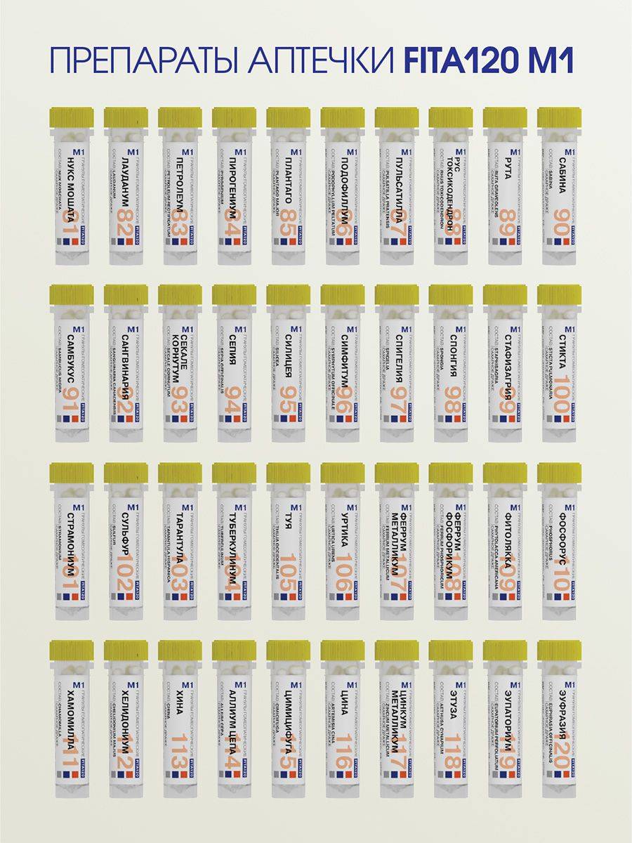 Fitasyntekst FITA 120 M1 (C1000) Set — 120 Unflavored White Granule Bottles in Case #8