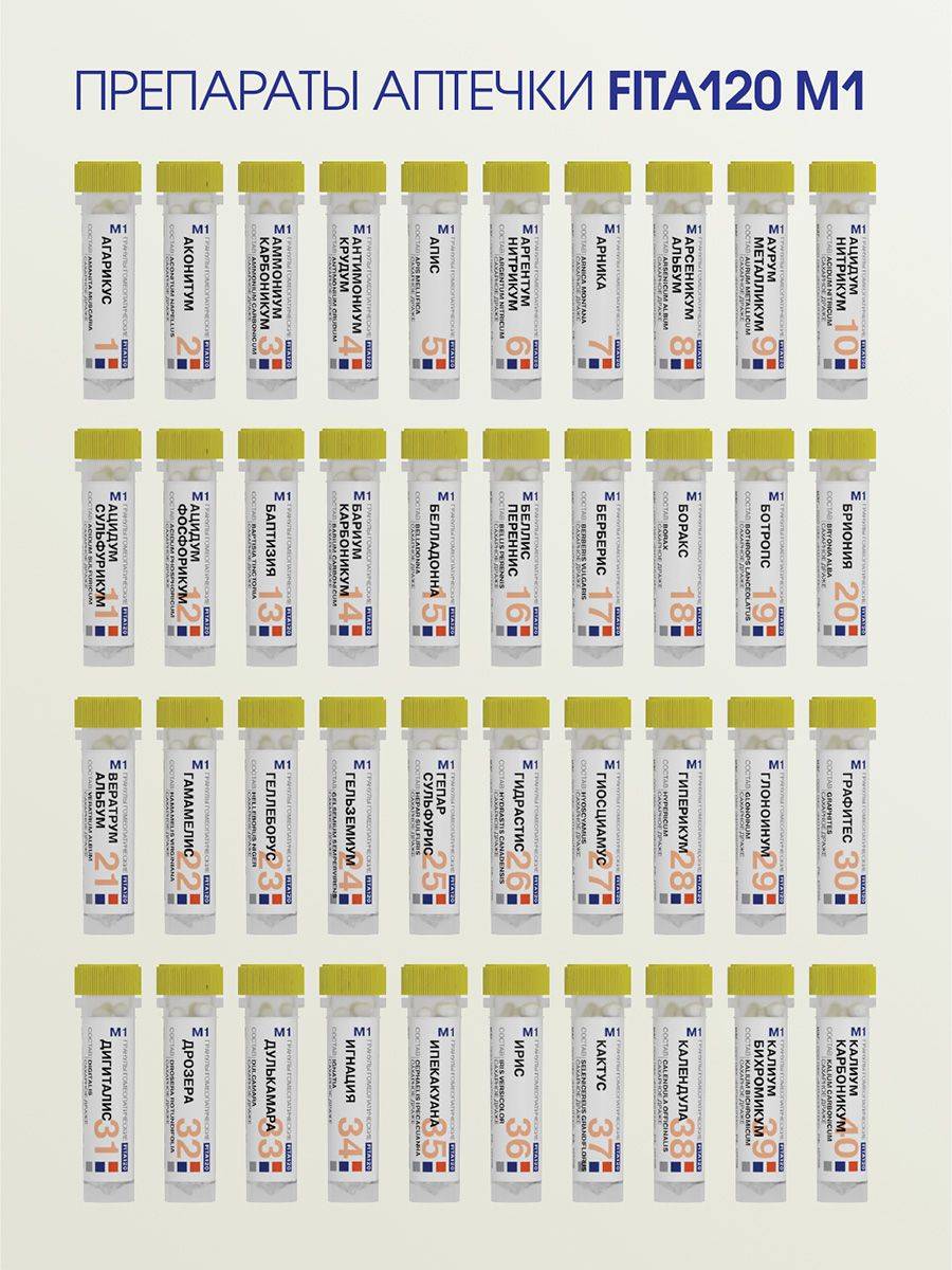 Fitasyntekst FITA 120 M1 (C1000) Set — 120 Unflavored White Granule Bottles in Case #6
