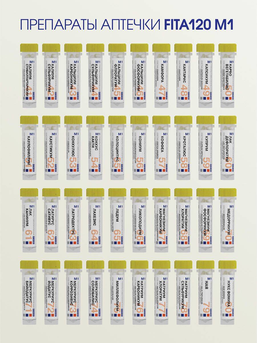 Fitasyntekst FITA 120 M1 (C1000) Set — 120 Unflavored White Granule Bottles in Case #7