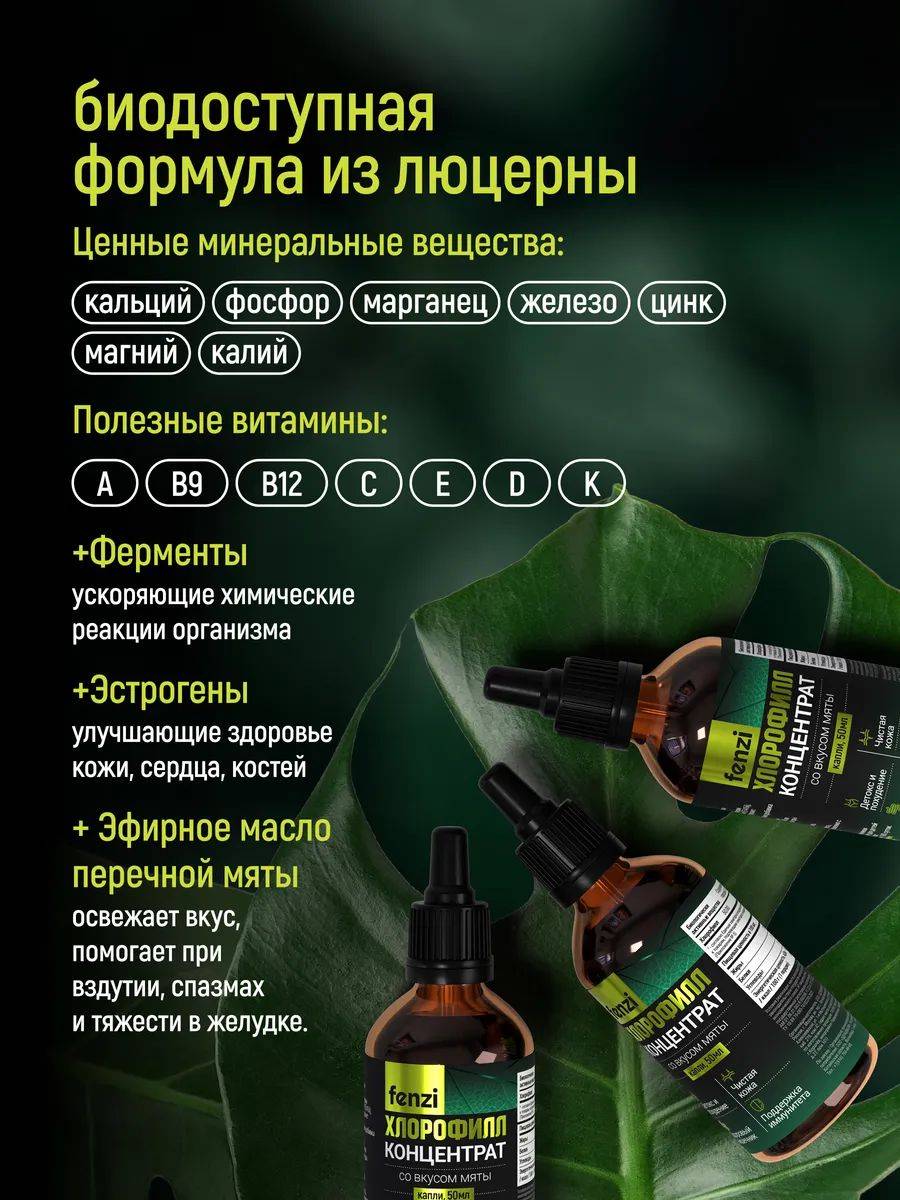 Fenzi Liquid Chlorophyll Concentrate 150 g, 50 Servings, Mint #9