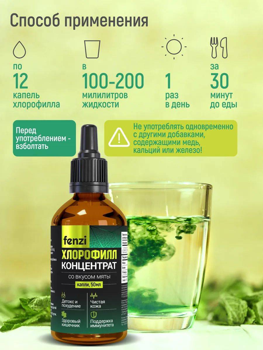 Fenzi Liquid Chlorophyll Concentrate 150 g, 50 Servings, Mint #8