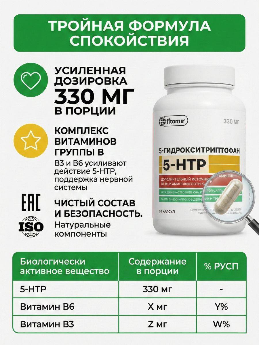 5-HTP 200 mg, Griffonia Extract, Sleep & Nervous System Vitamins, Anti‑Stress Complex, 60 Capsules #2