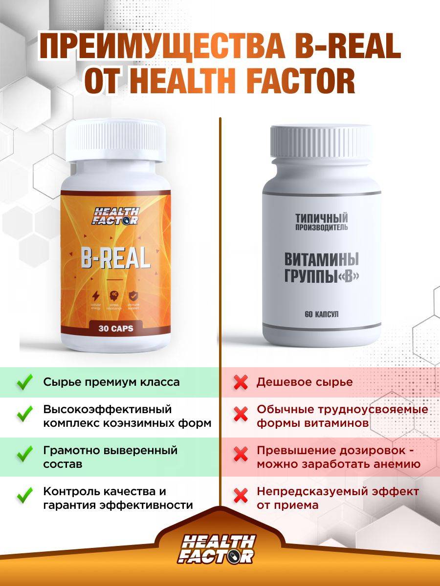 Health Factor B-REAL Coenzyme B-Complex, Methylated Forms, 30 Capsules #4