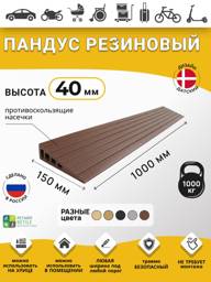 RUBEZH Rubber Threshold Ramp Dark Brown 160 mm #1