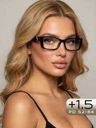 VISIOPTIC Reading Glasses, +1.50, Black Rectangular Frame #1