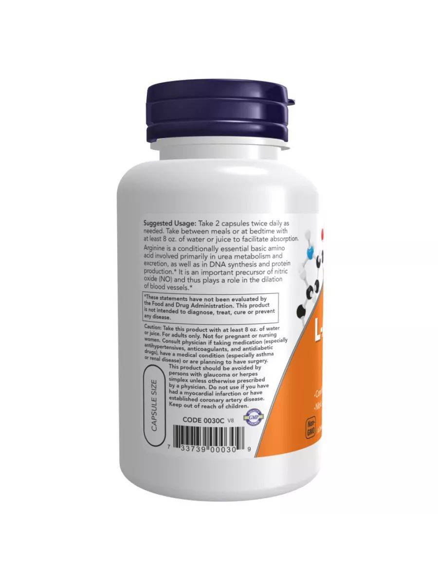 NOW L-Arginine 500 mg 100 Capsules #6