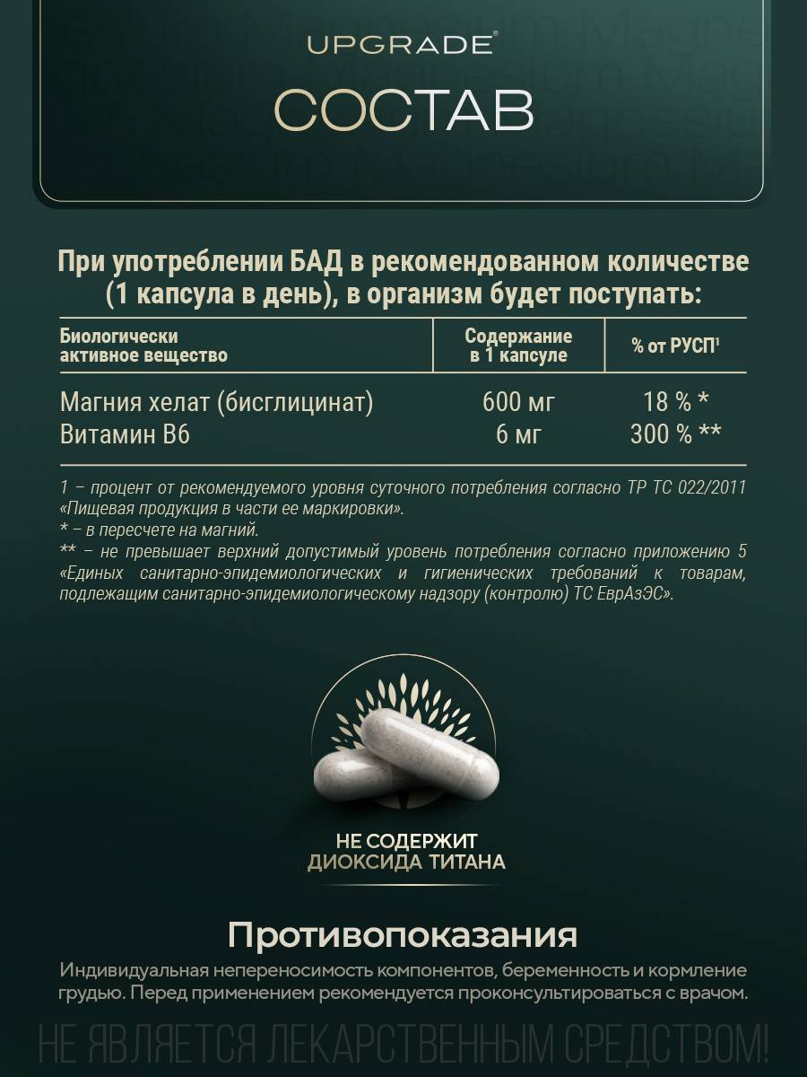 Upgrade Magnesium Bisglycinate 600 mg + Vitamin B6, 120 Capsules #2