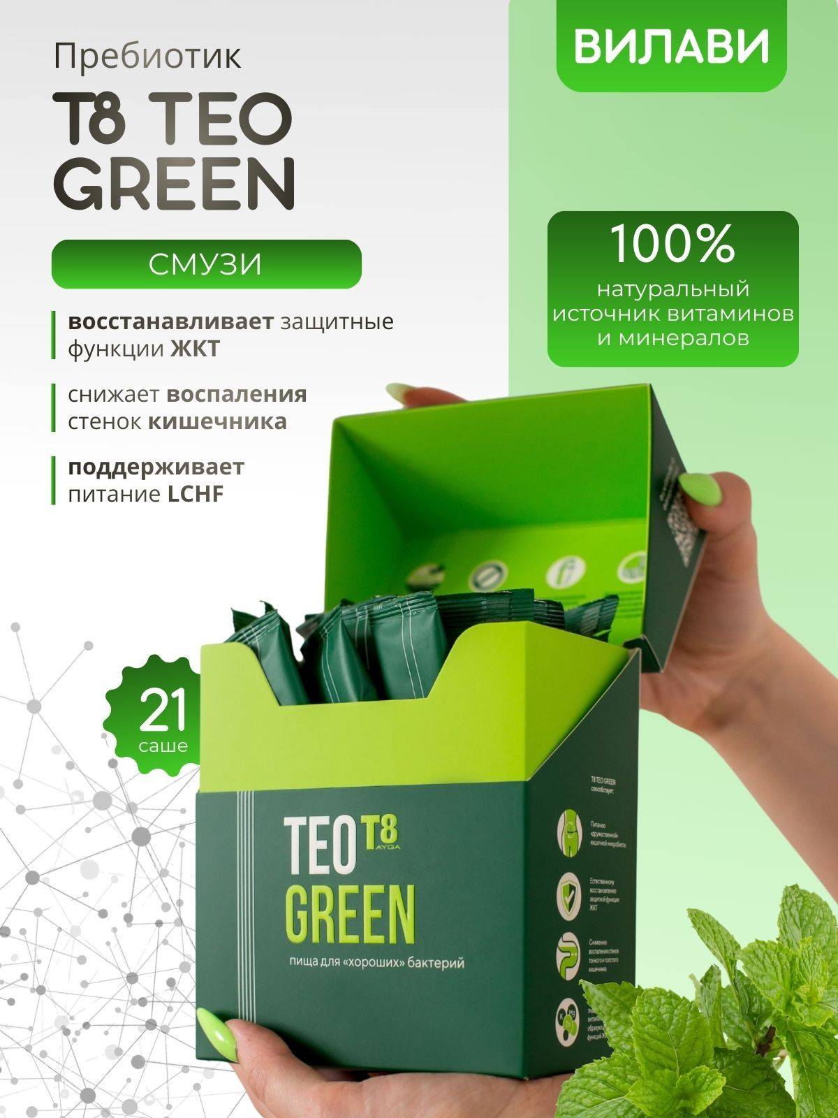 VILAVI T8 TEO GREEN Prebiotic Smoothie Powder 210 ml