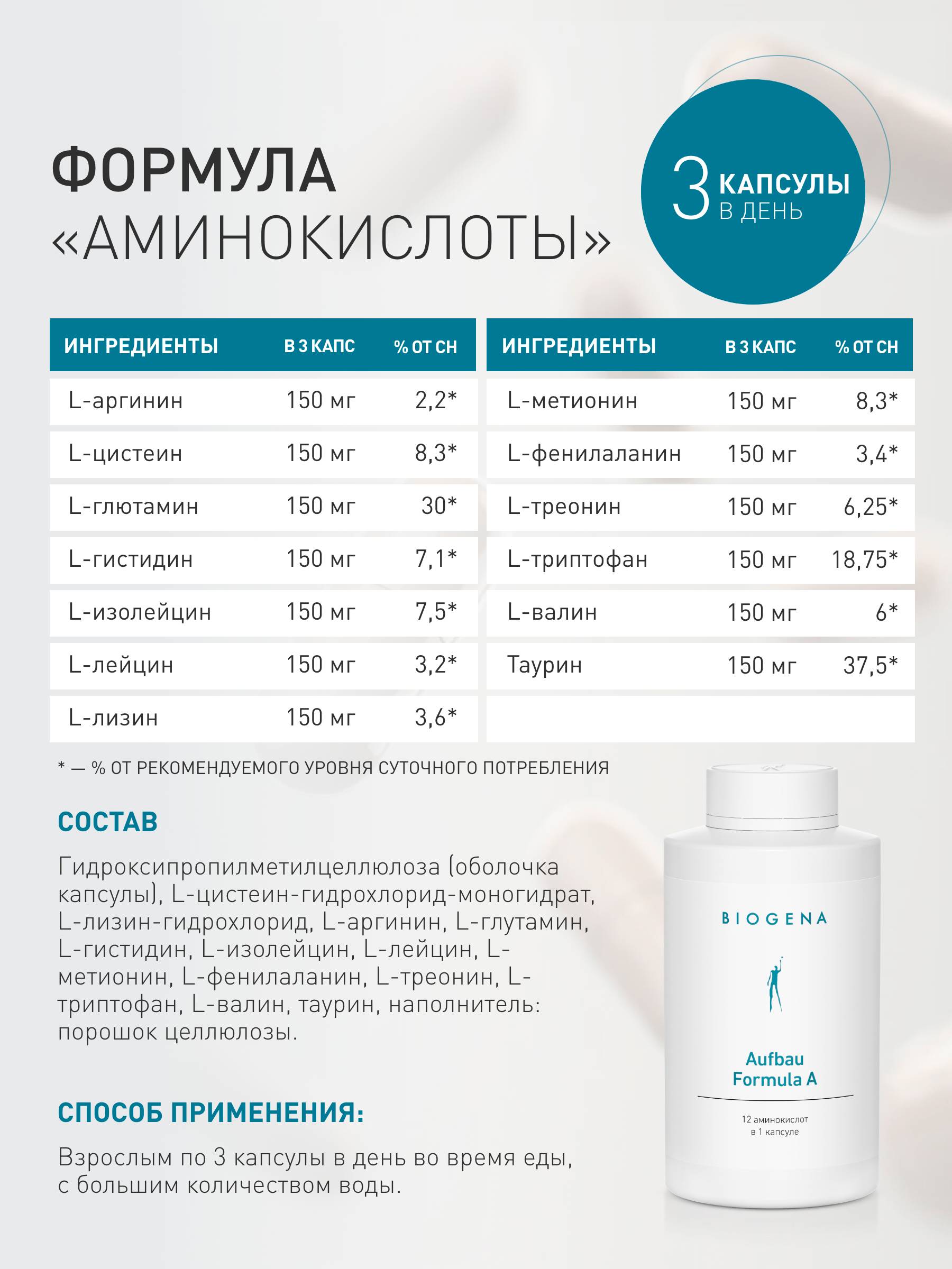 Biogena Amino Acids 12‑Component Formula 833 mg Capsules #5