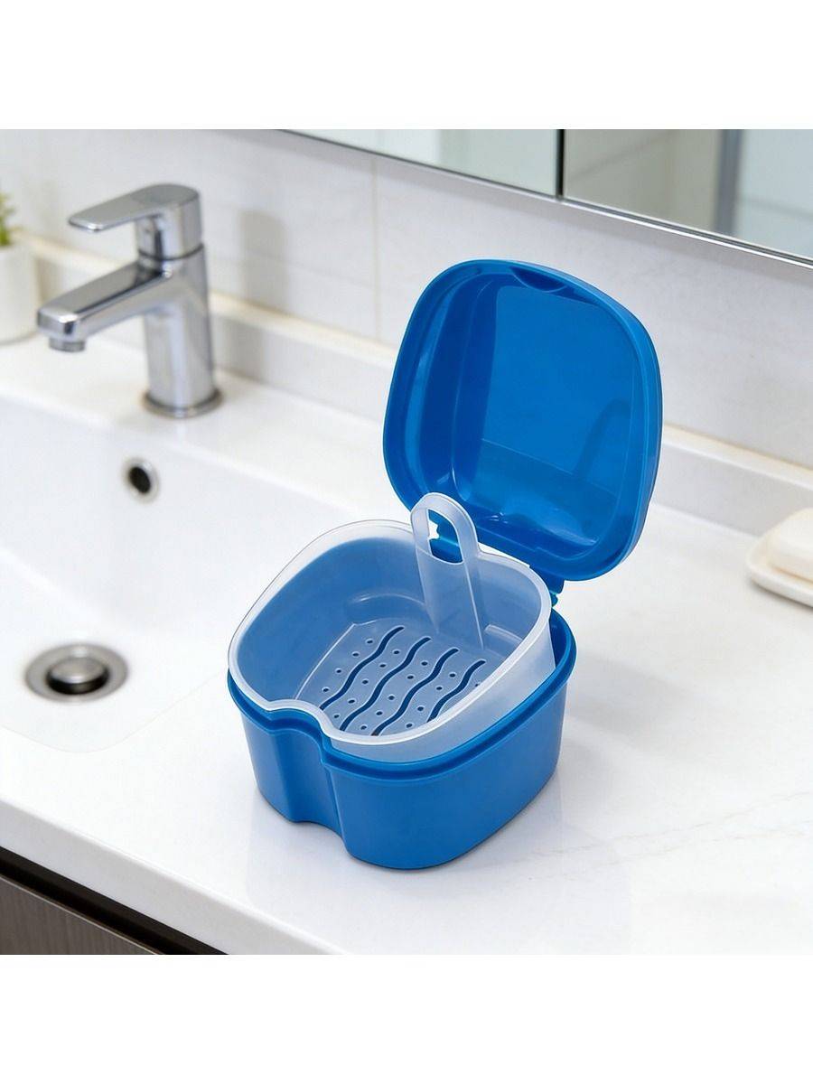 Blue Apple-Shaped Denture & Mouthguard Storage Container, Universal, 1 Count #8