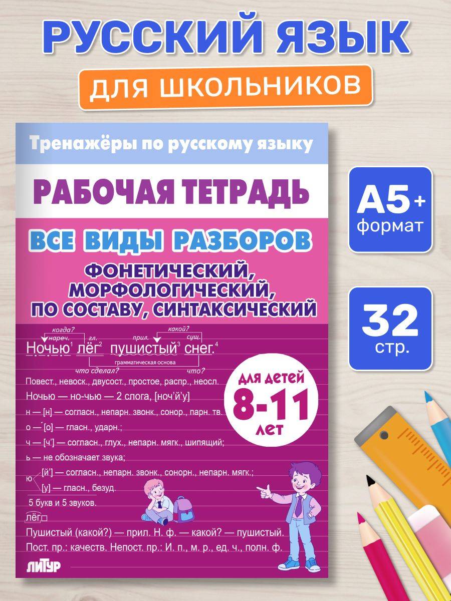 Планы всех видов разборов с примерами: фонетический, морфологический, по составу, синтаксический. С примерами Для детей 8-11 лет | Russian Language VPR Assessment Materials with Answers