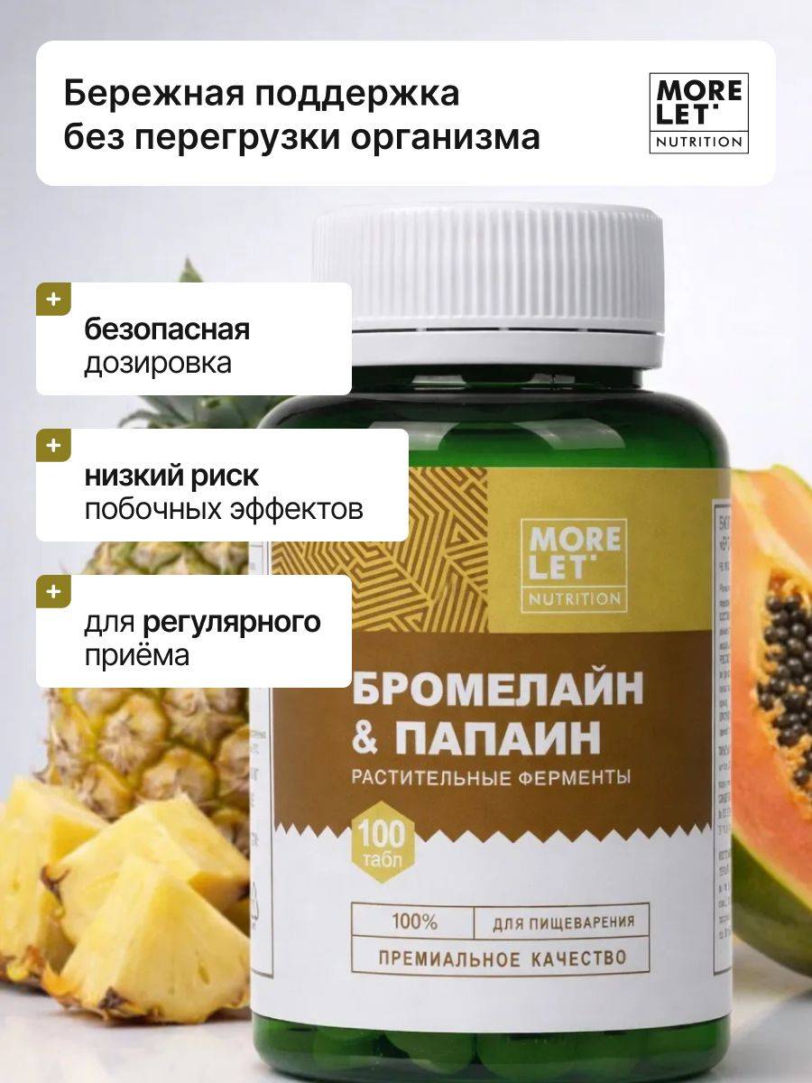 Morelet Bromelain & Papain 500 mg Chewable Tablets — 101 Count #6