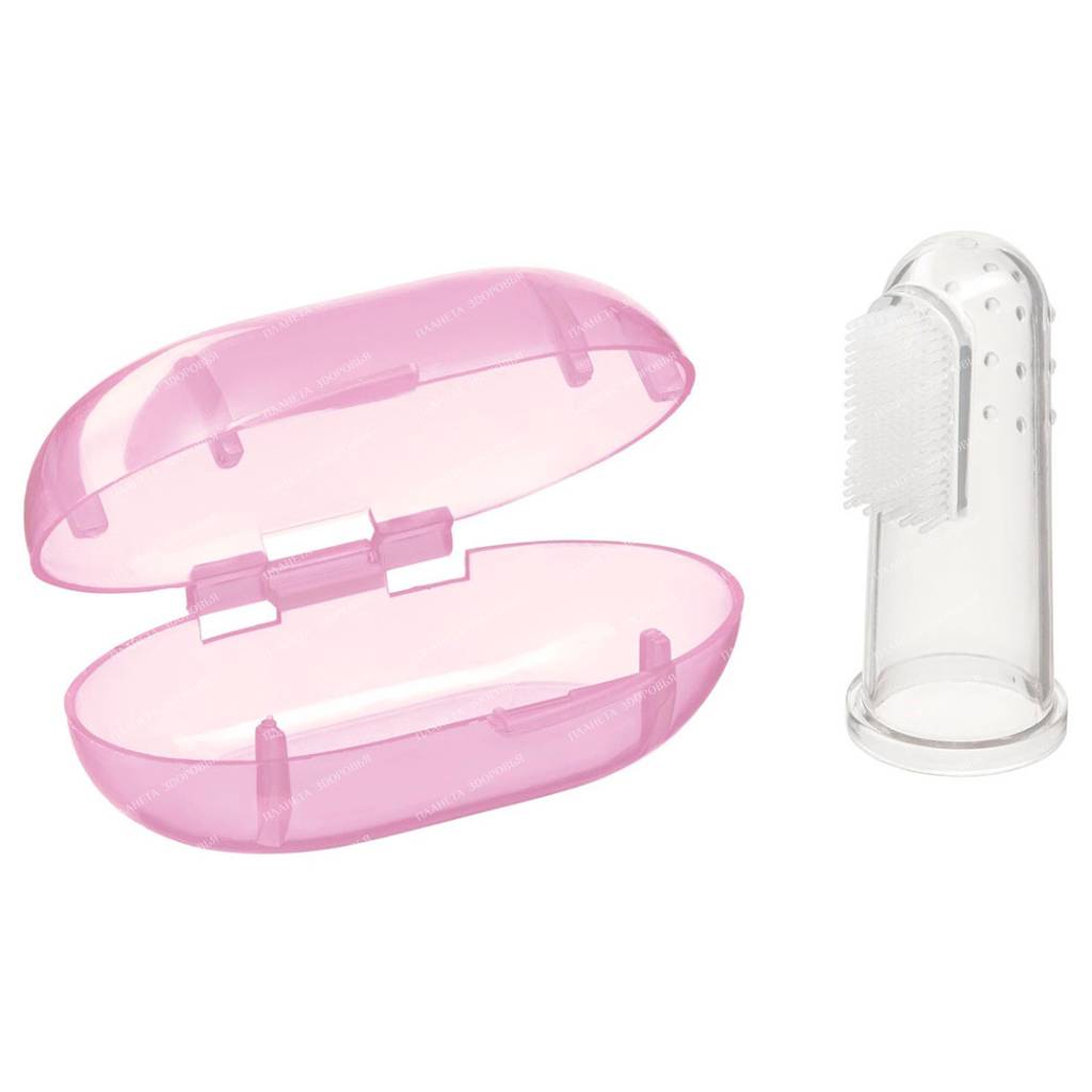 Happy Baby Toothbrush on a finger with a case "FINGER SILICONE", art. 20008 (lavender)