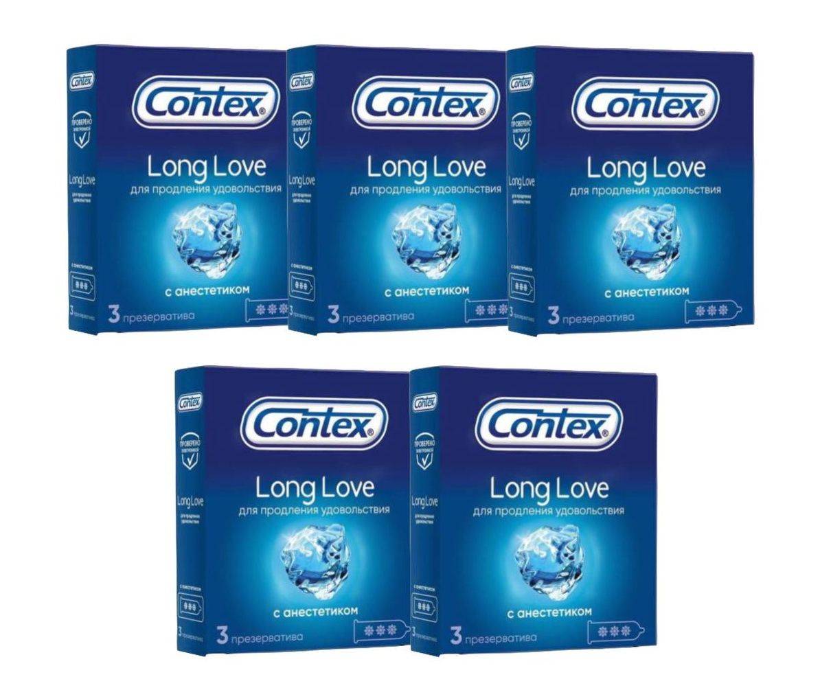Contex Long Love Condoms with Delay Lubricant, 15 Pack 15 Count, 3 Count