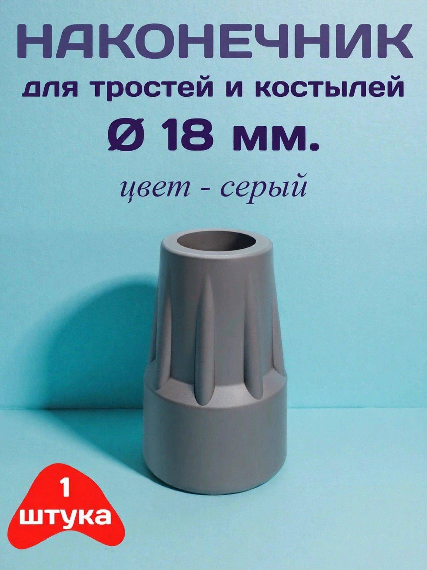 Cane and Crutch Tip 18 mm Grey