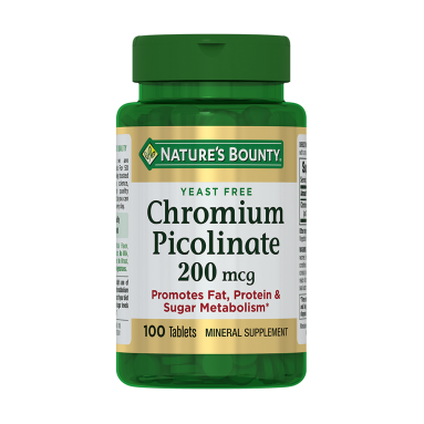 Nature's Bounty Chromium Picolinate 200 mcg Tablets, 100 Count