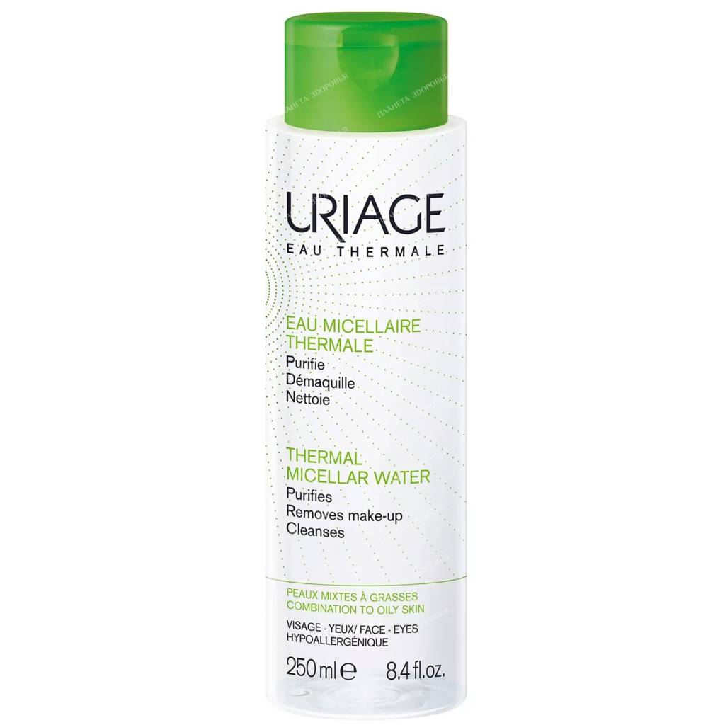Uriage Micellar cleansing water based on thermal water for normal and combination skin of the face and eye contour, 250 ml