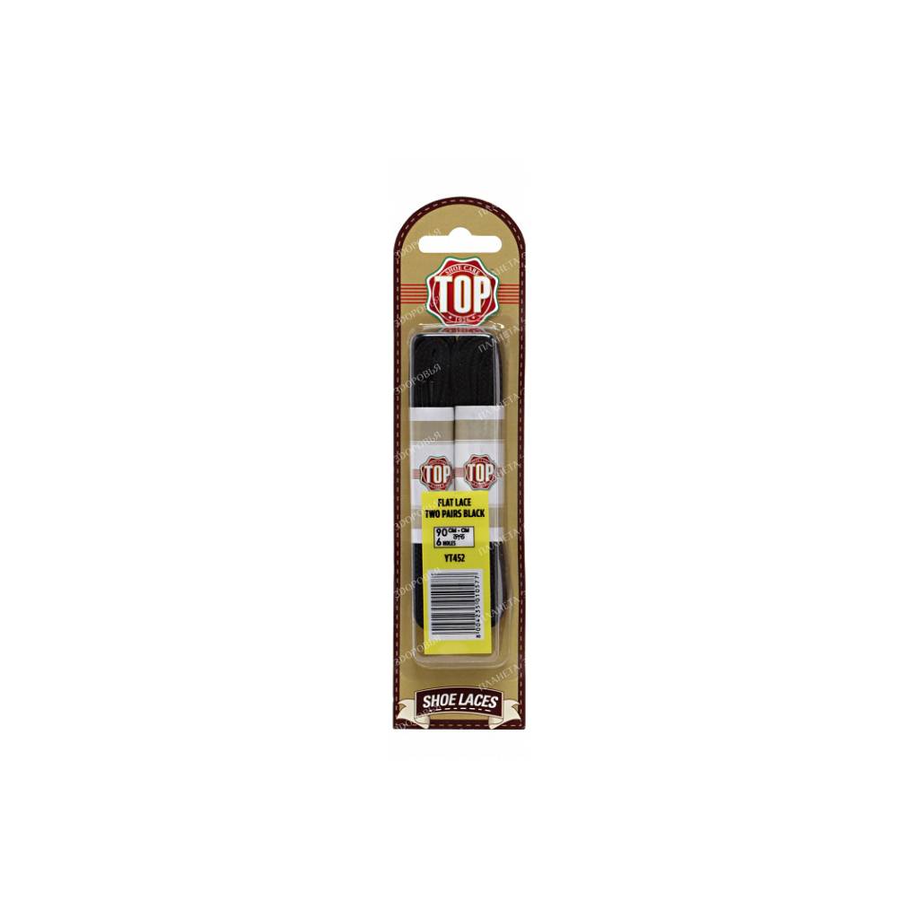TOP Laces flat 90 cm - black (2 pairs per pack)