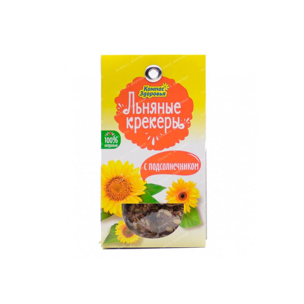Flaxseed crispy crackers with sunflower "Compass Health", 50g