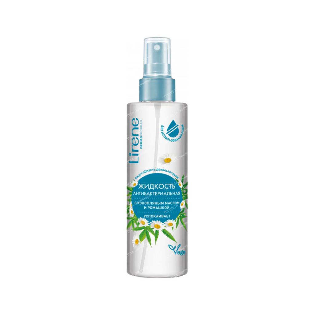 Lirene Antibacterial liquid with hemp oil and chamomile for face, décolleté and hands 100 ml