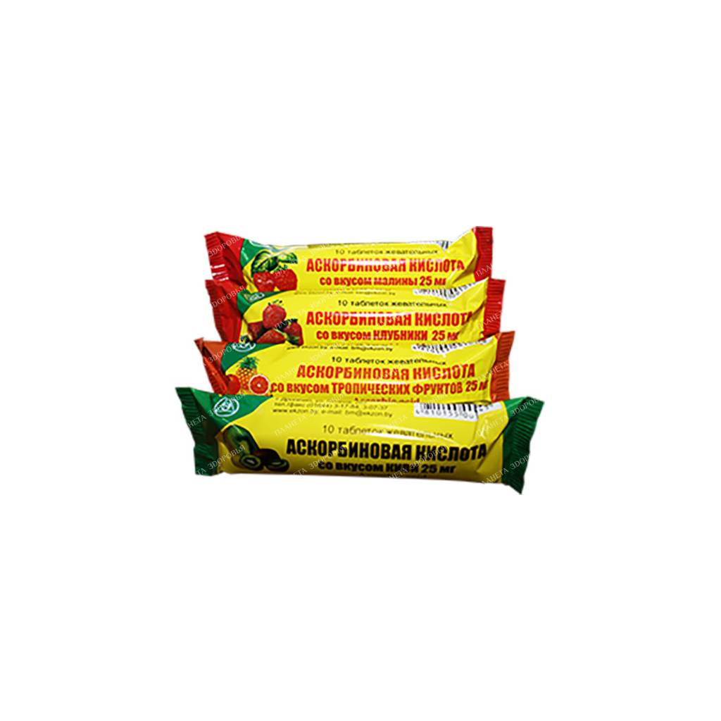 Ascorbic acid chewable tablets (with strawberry flavor) 25mg №10