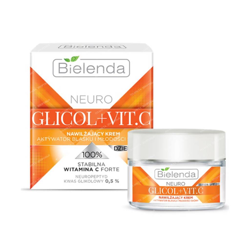 BIELENDA NEURO GLICOL + VIT. C Moisturizing cream activator of shine and youthfulness of the skin SPF 20 day 50 ml
