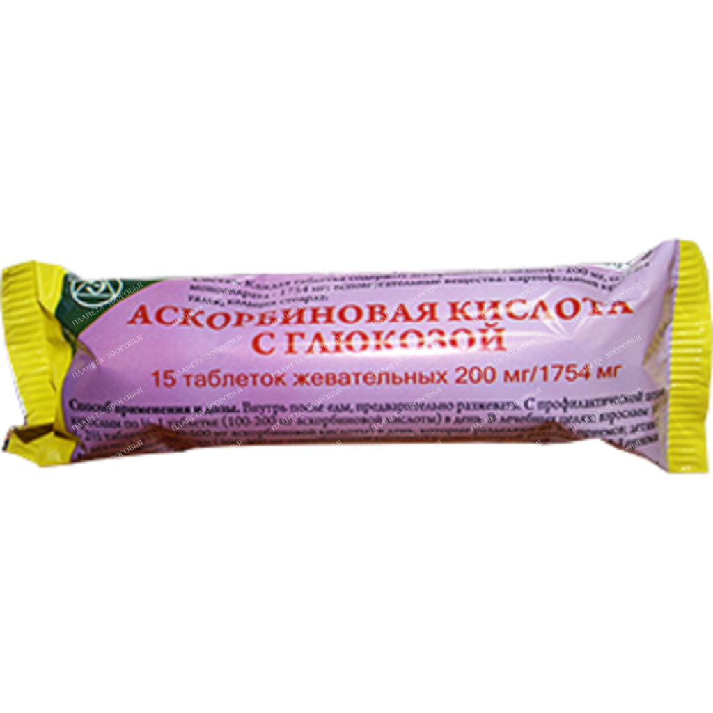 Ascorbic acid with glucose chewable tablets 200mg/1754mg №15