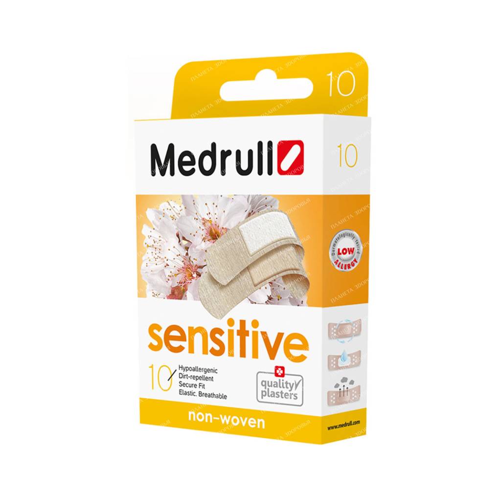 Medrull Sensitive Plasters Assorted Sizes No.10 (6 pcs 19x72mm, 4 pcs 25x72mm)