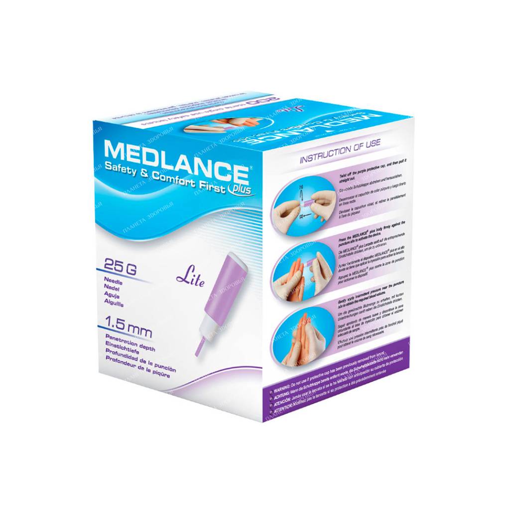 Disposable lancets Medlance Plus Lite №200 size 25G*1.5 mm