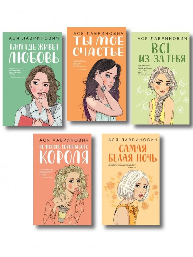Комплект из пяти книг: Там, где живет любовь + Ты мое счастье + Нелюбовь сероглазого короля + Самая белая ночь + Все из-за тебя | Set of Five Books: Where Love Lives + You Are My Happiness + The Grey-Eyed...