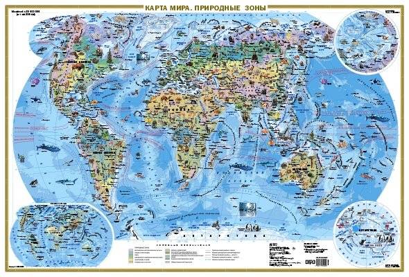 Карта мира. Природные зоны. Животные и растения (А0) | World Map: Natural Zones, Animals and Plants (A0)