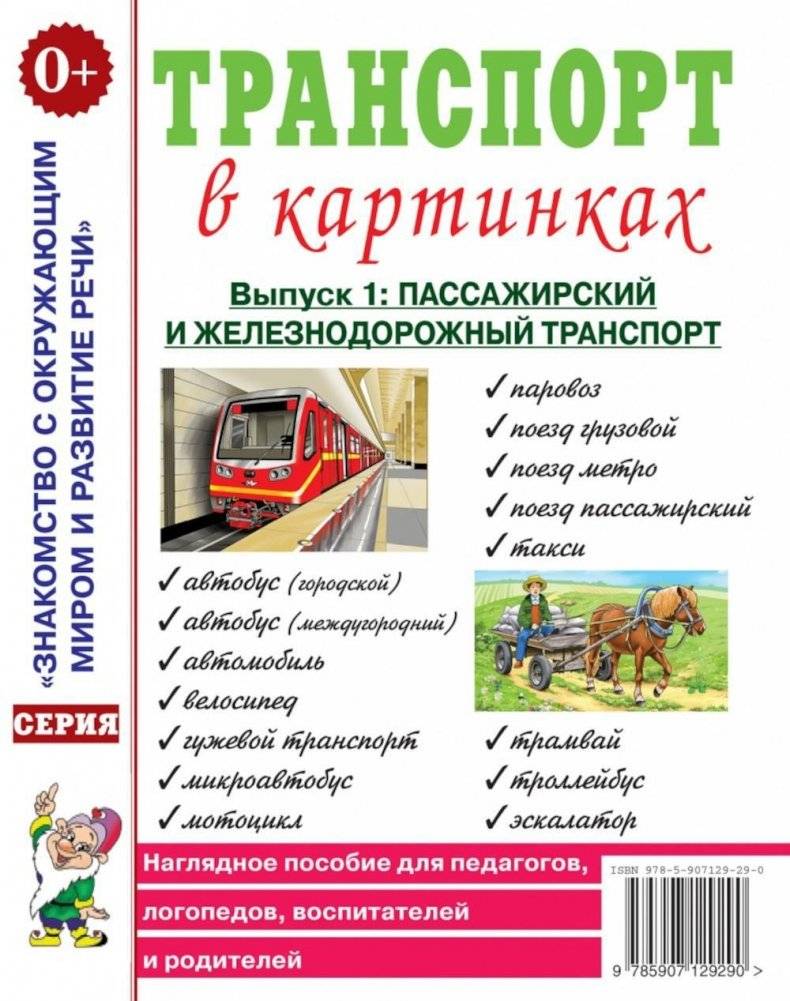 Транспорт в картинках. Выпуск 1: Пассажирский и железнодорожный транспорт. Наглядное пособие для педагогов, логопедов, воспитателей и родителей. | Transport in Pictures, Issue 1: Passenger and Rail Transport