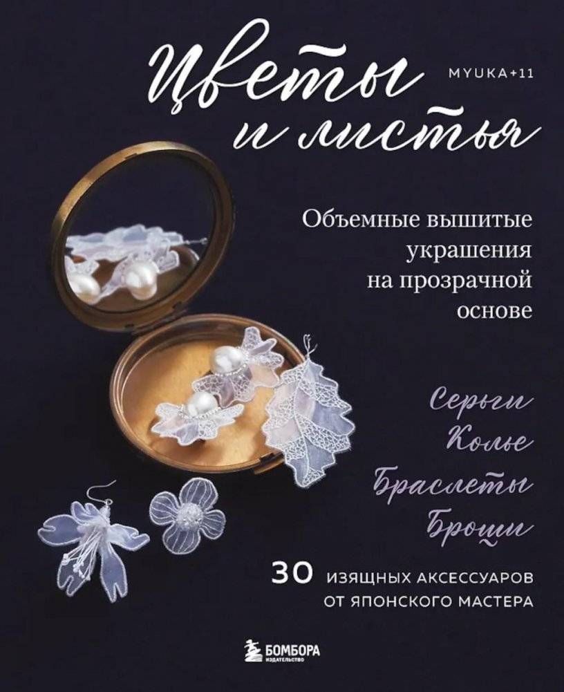 Цветы и листья. Объемные вышитые украшения на прозрачной основе | Flowers and Leaves: Volumetric Embroidered Jewelry on a Transparent Base