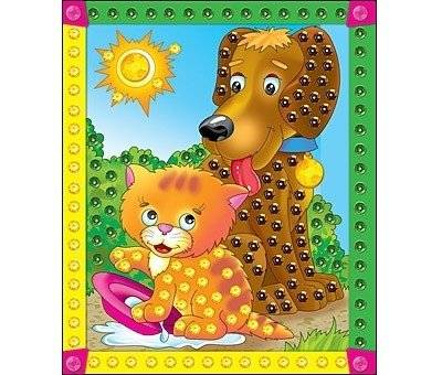 Мозаика из пайеток "Котенок и собачка", А4 | Sequin Mosaic: Kitten and Puppy, A4