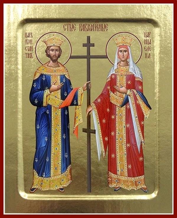 Икона равноапостольных Константина и Елены на дереве: 125 х 160 (Синопсисъ) | Ikona ravnoapostol'nykh Konstantina i Eleny na dereve: 125 kh 160 (Sinopsis')