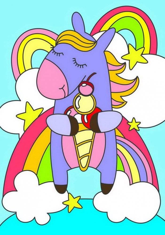 Картина по номерам для малышей "Радужный единорожка" | Rainbow Unicorn Paint by Numbers for Toddlers
