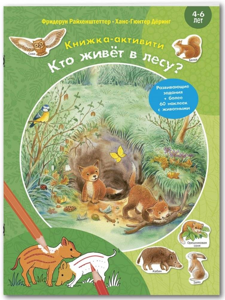 Кто живёт в лесу? Книжка-активити с развивающими заданиями, головоломками, наклейками | Who Lives in the Forest? Activity Book with Puzzles and Stickers