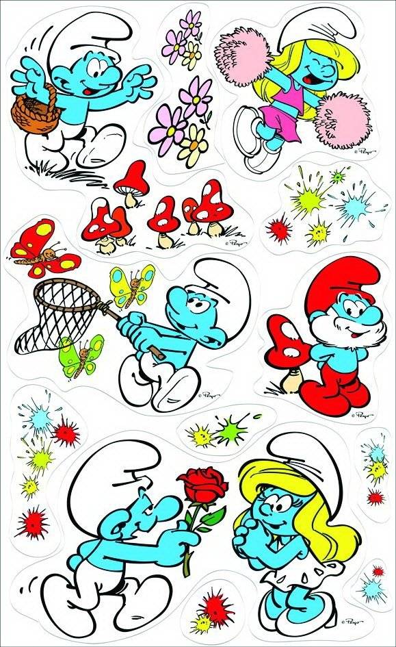Наклейка для стен, двойная "Смурфики" | Smurfs Double Wall Sticker