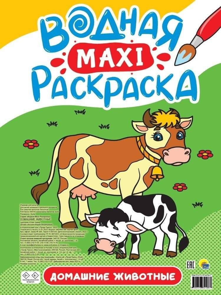 Домашние животные. Водная Maxi-раскраска | Pets. Water Maxi Coloring Book
