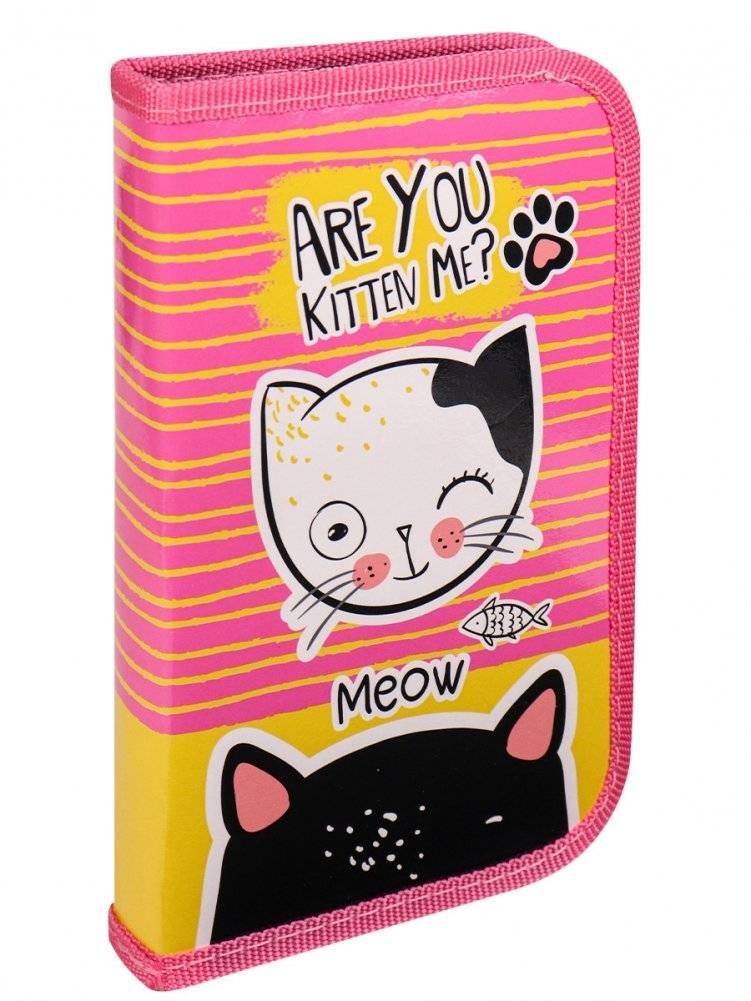 Пенал "Игривый котик", 1 отделение, 190x115 мм | Pencil Case "Playful Kitten", 1st Section, 190x115 mm