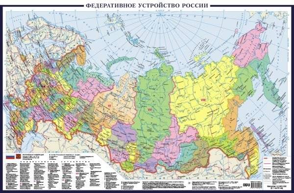 Политическая карта России А0+ (в новых границах; очень большая) (в тубусе) | Political Map of Russia A0+ (new borders; very large) (in tube)